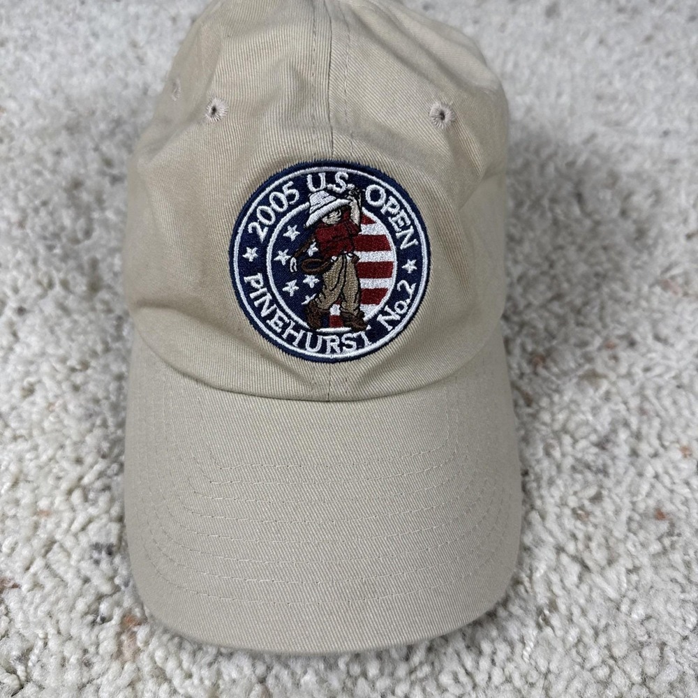 USGA 2005 U.S. Open Pinehurst No. 2 Member Golf Hat Cap Adjustable Tan Khaki